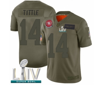 Youth San Francisco 49ers #14 Y.A. Tittle Limited Olive 2019 Salute to Service Super Bowl LIV Bound Football Jersey