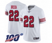 Youth San Francisco 49ers #22 Matt Breida Limited White Rush Vapor Untouchable 100th Season Football Jersey