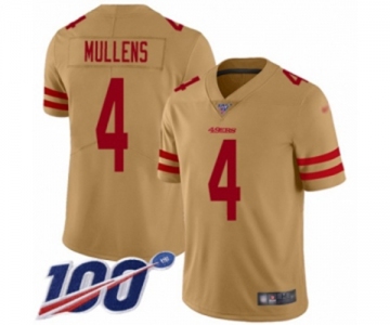 Youth San Francisco 49ers #4 Nick Mullens Limited Gold Inverted Legend 100th Season Football Jersey