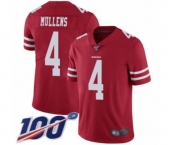 Youth San Francisco 49ers #4 Nick Mullens Red Team Color Vapor Untouchable Limited Player 100th Season Football Jersey