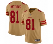 Youth San Francisco 49ers #81 Jordan Matthews Limited Gold Inverted Legend Football Jersey
