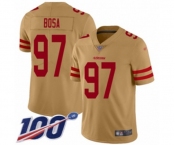 Youth San Francisco 49ers #97 Nick Bosa Limited Gold Inverted Legend 100th Season Football Jersey