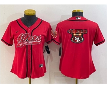 Youth San Francisco 49ers Red Team Big Logo With Patch Cool Base Stitched Baseball Jersey