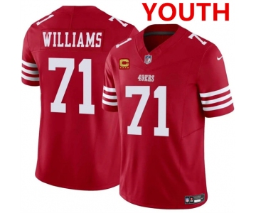 Youth san francisco 49ers #71 trent williams red 2025 f.u.s.e. with 4-star c patch vapor untouchable limited stitched football jersey
