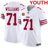 Youth san francisco 49ers #71 trent williams white 2025 f.u.s.e. with 4-star c patch vapor untouchable limited stitched football jersey Youth san francisco 49ers #71 trent williams white 2025 f.u.s.e. with 4-star c patch vapor untouchable limited stitched football jersey