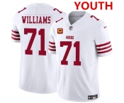 Youth san francisco 49ers #71 trent williams white 2025 f.u.s.e. with 4-star c patch vapor untouchable limited stitched football jersey Youth san francisco 49ers #71 trent williams white 2025 f.u.s.e. with 4-star c patch vapor untouchable limited stitched football jersey