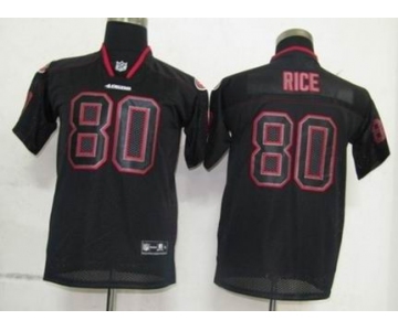 nike youth nfl jerseys san francisco 49ers #80 jerry rice black[lights out]