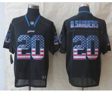 nike nfl jersey detroit lions #20 b.sanders black[Elite USA flag fashion]