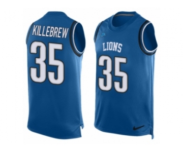 Men Nike Detroit Lions #35 Miles Killebrew Limited Blue Player Name & Number Tank Top NFL Jersey
