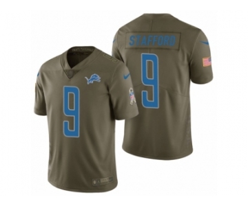 Men Nike Detroit Lions #9 Matthew Stafford Olive 2017 Salute to Service Limited Jerseys