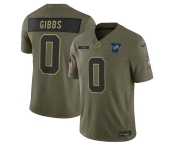 Men's Detroit Lions #0 Jahmyr Gibbs Olive 2025 Salute to Service Limited Football Stitched Jersey