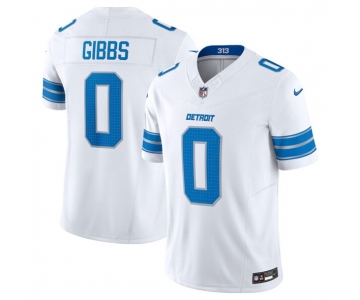 Men's Detroit Lions #0 Jahmyr Gibbs White 2025 F.U.S.E. Vapor Limited Football Stitched Jersey