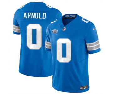 Men's Detroit Lions #0 Terrion Arnold New Blue 2024 With Dradt Patch F.U.S.E. Vapor Limited Stitched Jersey