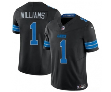 Men's Detroit Lions #1 Jameson Williams Black 2025 F.U.S.E. Vapor Limited Football Stitched Jersey