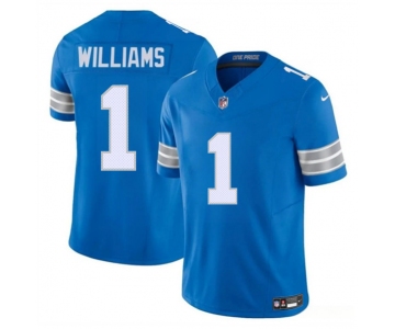 Men's Detroit Lions #1 Jameson Williams Blue 2025 F.U.S.E. Vapor Limited Football Stitched Jersey