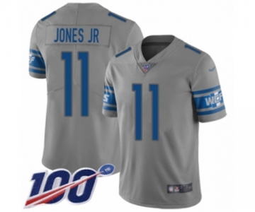 Men's Detroit Lions #11 Marvin Jones Jr Limited Gray Inverted Legend 100th Season Football Jersey