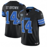 Men's Detroit Lions #14 Amon-Ra St. Brown Black 2026 With 4-Star C Patch F.U.S.E. Vapor Limited Football Stitched Jersey Men's Detroit Lions #14 Amon-Ra St. Brown Black 2026 With 4-Star C Patch F.U.S.E. Vapor Limited Football Stitched Jersey