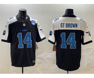 Men's Detroit Lions #14 Amon-Ra St. Brown Black Alternate F.U.S.E. 2024 Michigan & 90th Anniversary Patch Vapor Limited Football Stitched Game Jersey