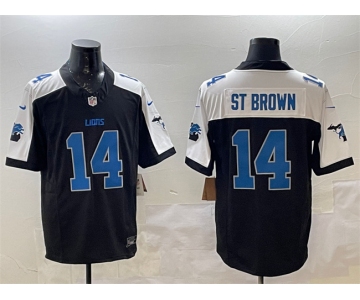 Men's Detroit Lions #14 Amon-Ra St. Brown Black Alternate F.U.S.E. 2024 Michigan Patch Vapor Limited Football Stitched  Jersey