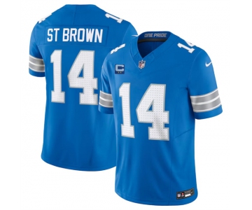 Men's Detroit Lions #14 Amon-Ra St. Brown Blue 2024 F.U.S.E. With 2-Star C Patch Vapor Limited Stitched Jersey