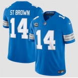 Men's Detroit Lions #14 Amon-Ra St. Brown Blue 2026 With 4-Star C Patch F.U.S.E. Vapor Limited Football Stitched Jersey Men's Detroit Lions #14 Amon-Ra St. Brown Blue 2026 With 4-Star C Patch F.U.S.E. Vapor Limited Football Stitched Jersey