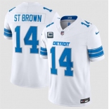 Men's Detroit Lions #14 Amon-Ra St. Brown White 2026 With 4-Star C Patch F.U.S.E. Vapor Limited Football Stitched Jersey Men's Detroit Lions #14 Amon-Ra St. Brown White 2026 With 4-Star C Patch F.U.S.E. Vapor Limited Football Stitched Jersey