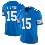 Men's Detroit Lions #15 Grant Stuard Blue 2025 F.U.S.E. Vapor Limited Football Stitched Jersey