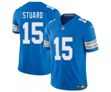 Men's Detroit Lions #15 Grant Stuard Blue 2025 F.U.S.E. Vapor Limited Football Stitched Jersey