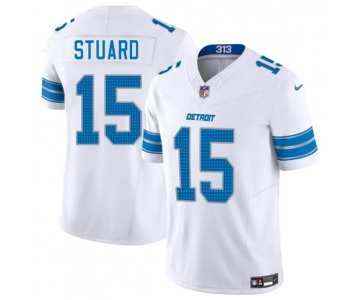 Men's Detroit Lions #15 Grant Stuard White 2025 F.U.S.E. Vapor Limited Football Stitched Jersey