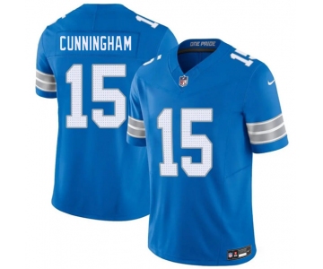 Men's Detroit Lions #15 Malik Cunningham Blue 2026 F.U.S.E. Vapor Limited Football Stitched Game Jersey