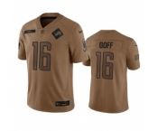 Men's Detroit Lions #16 Jared Goff 2023 Brown Salute To Service Limited Football Stitched Jersey
