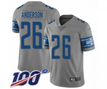 Men's Detroit Lions #26 C.J. Anderson Limited Gray Inverted Legend 100th Season Football Jersey