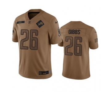 Men's Detroit Lions #26 Jahmyr Gibbs 2023 Brown Salute To Service Limited Football Stitched Jersey