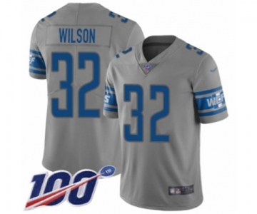 Men's Detroit Lions #32 Tavon Wilson Limited Gray Inverted Legend 100th Season Football Jersey