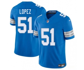 Men's Detroit Lions #51 Roy Lopez Blue 2025 F.U.S.E. Vapor Limited Football Stitched Jersey