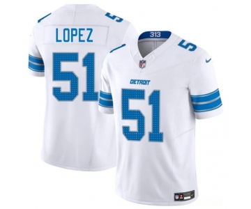 Men's Detroit Lions #51 Roy Lopez White 2025 F.U.S.E. Vapor Limited Football Stitched Jersey