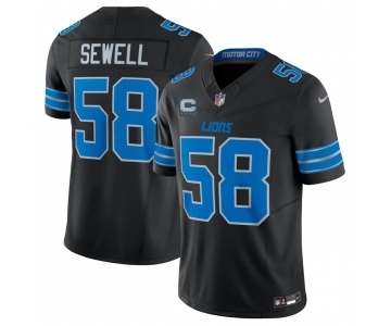 Men's Detroit Lions #58 Penei Sewell Black 2026 With 4-Star C Patch F.U.S.E. Vapor Limited Football Stitched Jersey