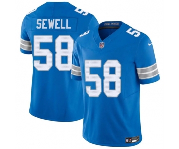 Men's Detroit Lions #58 Penei Sewell Blue 2025 F.U.S.E. Vapor Limited Football Stitched Game Jersey