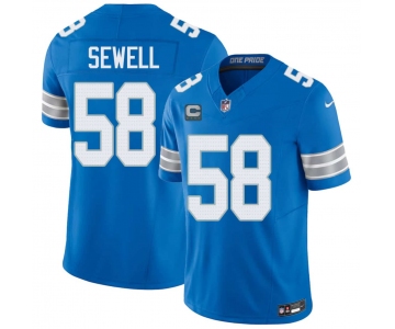 Men's Detroit Lions #58 Penei Sewell Blue 2026 With 4-Star C Patch F.U.S.E. Vapor Limited Football Stitched Jersey