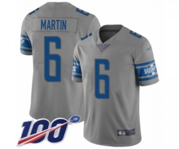 Men's Detroit Lions #6 Sam Martin Limited Gray Inverted Legend 100th Season Football Jersey