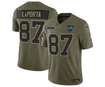 Men's Detroit Lions #87 Sam LaPorta Olive 2025 F.U.S.E. Salute to Service Limited Football Stitched Jersey