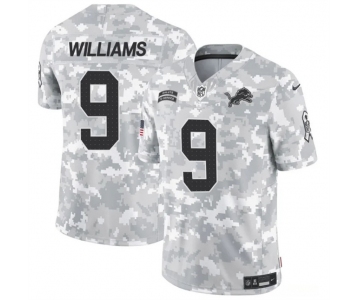 Men's Detroit Lions #9 Jameson Williams 2024 F.U.S.E Arctic Camo Salute To Service Limited Stitched Football Jersey
