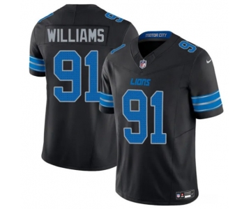 Men's Detroit Lions #91 Tyleik Williams Black 2025 Draft F.U.S.E. Vapor Limited Football Stitched Jersey