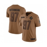Men's Detroit Lions #97 Aidan Hutchinson 2023 Brown Salute To Service Limited Football Stitched Jersey