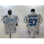 Men's Detroit Lions #97 Aidan Hutchinson 2024 Arctic Camo Salute To Service Stitched Baseball Jersey