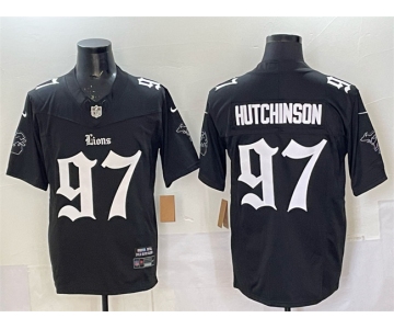 Men's Detroit Lions #97 Aidan Hutchinson Black 2025 F.U.S.E. 'Gothic Motor Grit Edition' Vapor Limited Stitched Football Jersey