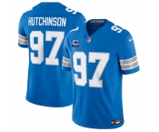 Men's Detroit Lions #97 Aidan Hutchinson Blue 2025 F.U.S.E. With 2-Star C Patch Vapor Limited Football Stitched Game Jersey