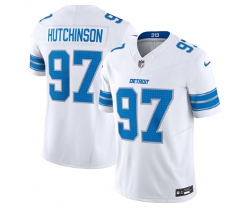 Men's Detroit Lions #97 Aidan Hutchinson White 2024 F.U.S.E. Vapor Limited Stitched Jersey
