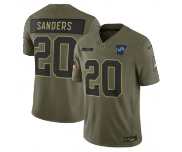 Men's Detroit Lions Active Player Custom Olive 2025 Salute To Service Limited Football Stitched Jersey