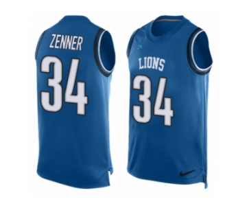 Men's Nike Detroit Lions #34 Zach Zenner Limited Light Blue Player Name & Number Tank Top NFL Jersey